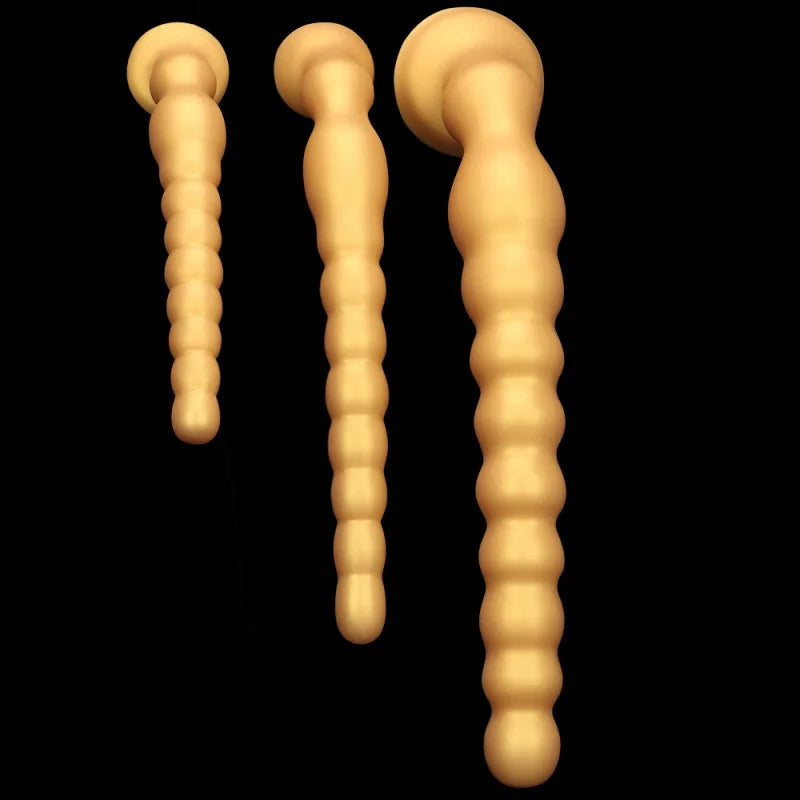 Overlength Liquid Silicone Anal Beads Plug Big Dildo Stimulate Anus Vagina Masturbator Soft Anal Dilator Sex Toys Dick Butt Plug