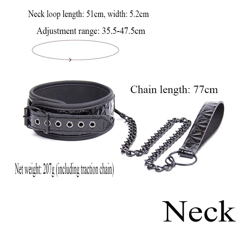 PU Leather Black Bondage Set Diamond Pattern Spreader Bar Handcuffs Ankle Cuff Restraints Adult Game Toys for Women&Men Products