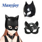 PU Leather Bondage Harmess Cat Woman Head Mask Hood Sets Restraint Halloween Roleplay BDSM Adult Flirting Erotic Products