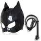 PU Leather Bondage Harmess Cat Woman Head Mask Hood Sets Restraint Halloween Roleplay BDSM Adult Flirting Erotic Products