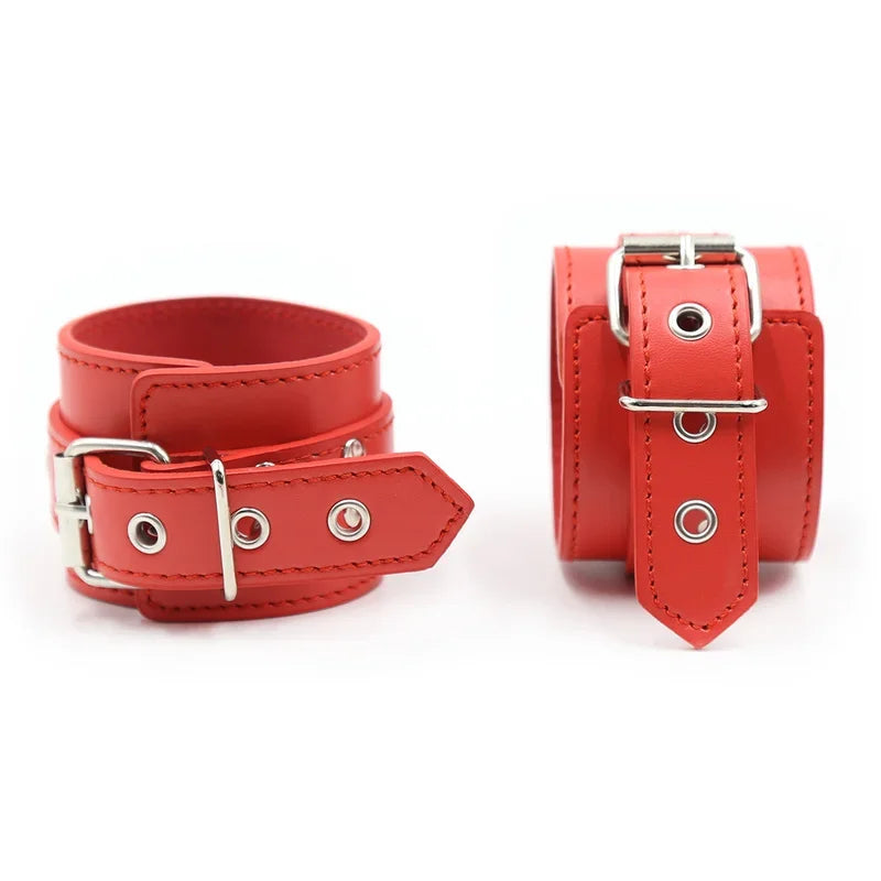 PU Leather Bondage  Hog Tie Handcuffs Ankle Leg Cuffs Cross Hook Strap Restraint Erotic Sex Toys For Couples Adult Fun Games