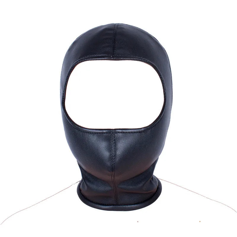 PU Leather Full Bondage Cosplay Halloween Open Eye Head Hood Headgear Slave Bondage Erotic RolePlay Sex Toys for Men Women