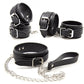 PU Leather Handcuffs Wrist Ankle Cuffs Restraints Collar Set Leash Roleplay Under Bed Bondage Set Sex Toys for Men Women Couples