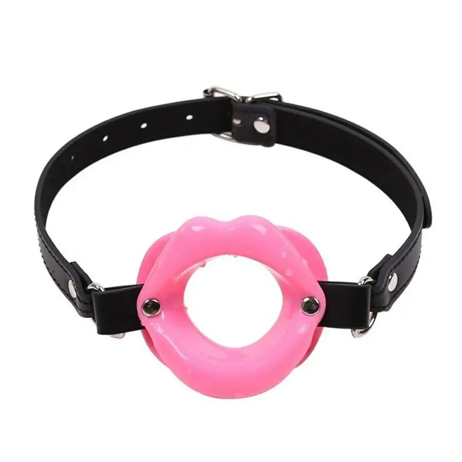 PU Leather Lips Ring Harness Bondage Silicone Lip Open Mouth Gag Flirting Restraints Erotic Toy Sex Toy for Couples Toys Adult