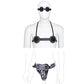 PU Leather Male Lockdown Chastity Panty Belt Restraint Men's Bra Chest Harness Gear Blindfold Knickers Underwear Kit Sex Toys