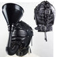 PU Leather Mask Hood Oral Gag Headgear with Funnel Detachable Cover Bondage BDSM Gimp Sexy Costume Sex Toys for Men Women