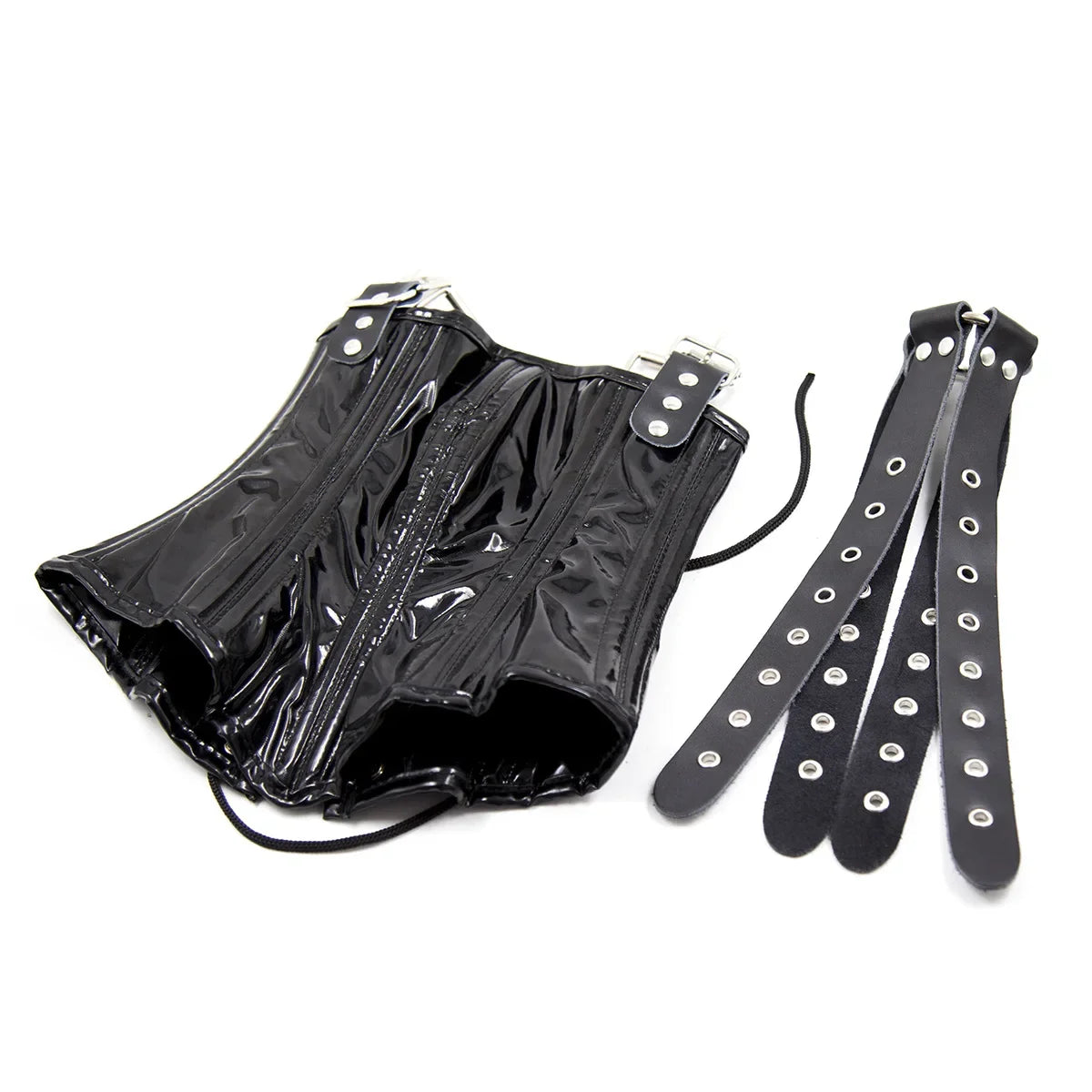 PU Leather Neck Collar Bondage Cover Mouth Restraints Head Mask Adjustable BDSM Neck Corset Harness for Women Adult Games