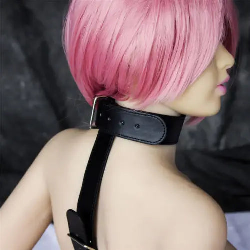 PU Leather Neck Collar To Wrist Handcuffs Slave Restraint Fetish Behind Back Handcuffs BDSM Bondage Couple Adult Games Sex Toys