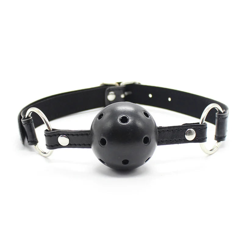 PU Leather Open Mouth Ball Gag Sex Bondage Exotic Accessories Oral  Sex Products for Couple Multi Colors SM Sex Toys