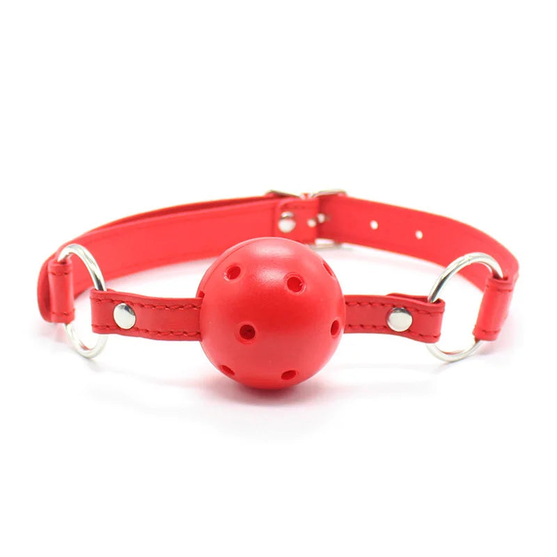 PU Leather Open Mouth Ball Gag Sex Bondage Exotic Accessories Oral  Sex Products for Couple Multi Colors SM Sex Toys