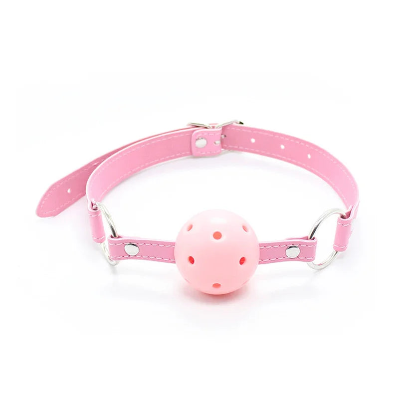 PU Leather Open Mouth Ball Gag Sex Bondage Exotic Accessories Oral  Sex Products for Couple Multi Colors SM Sex Toys