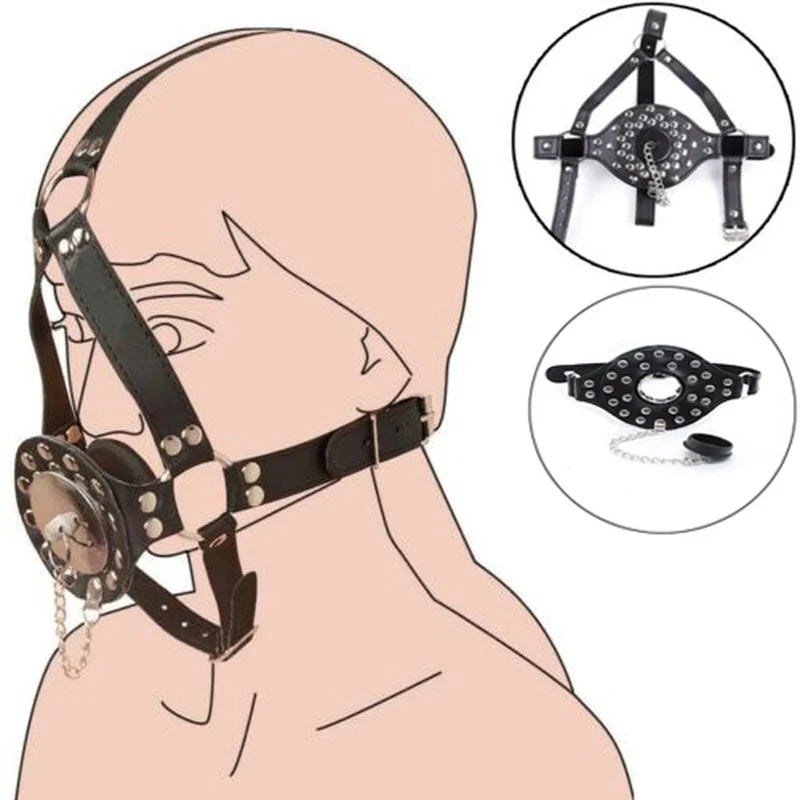 PU Leather Open Mouth Gag with Cover BDSM Slave  Adult Game Erotic Sex Toy Bed Restraint Sex Products for Couples S&M Tool