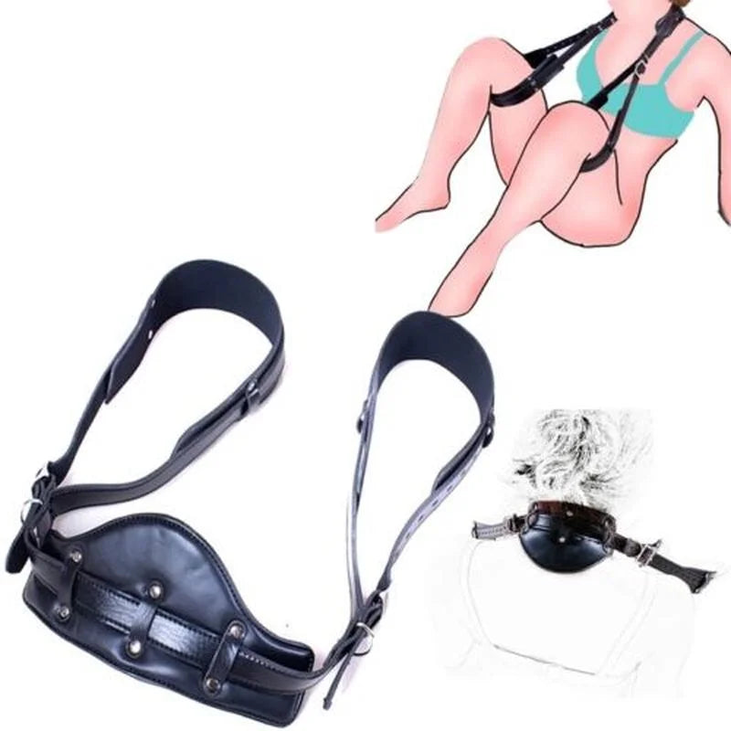 PU Leather Sex Aid Position Strap Portable Restraint Leg Thigh Open Cuffs Sling Padded Neck Collar BDSM Restraint Sex Toy Couple