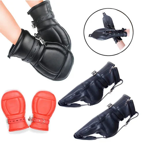 PU Leather Sex Gloves Bondage Ankle Hands Restraint Dog Slave Training Kit BDSM Roleplay Adult Games Sex Toy for Couple