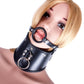 PU Leather Sexy Collars for Women  Erotic Neck Collar with O Ring Mouth Gag Adult Games Sex Toy Sex Product Restraint Tool