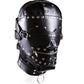 PU Leather Total Sensory Deprivation Full Head Bondage Hood Headgear Mouth Open Lockable Gimp Bondage BDSM Sex Toy for Couple