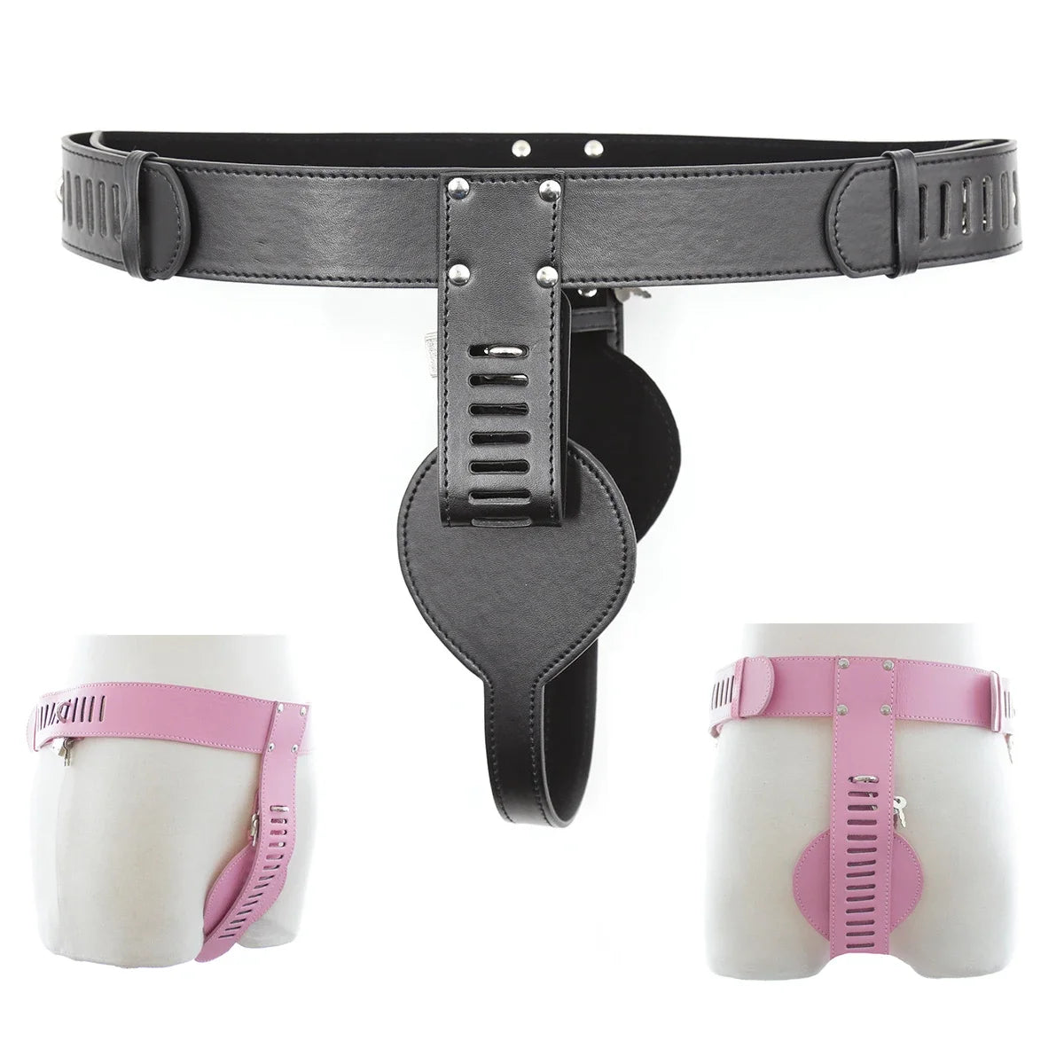 PU Lockable Women Adjustable Chastity Underwear Belt Device Chastity Panty BDSM Bondage Harness Pink Black Erotic Sex Toys Adult