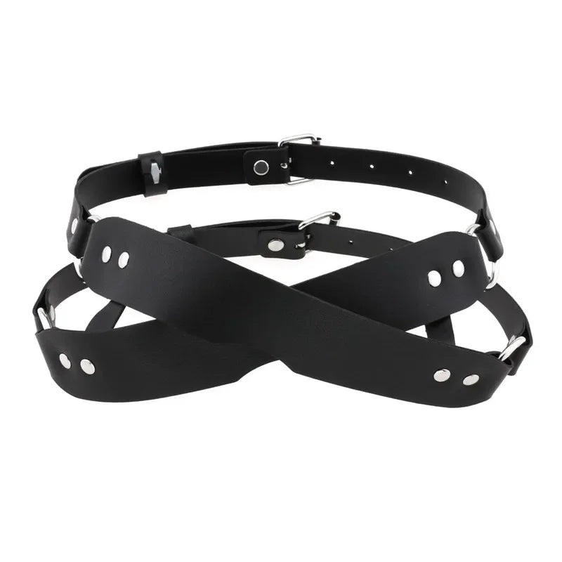 PU leather Eye Mask with Cross Adjustable Shading Blindfolded Bondage Harness Strap for Fetish Slave Cosplay Erotic Sex Products