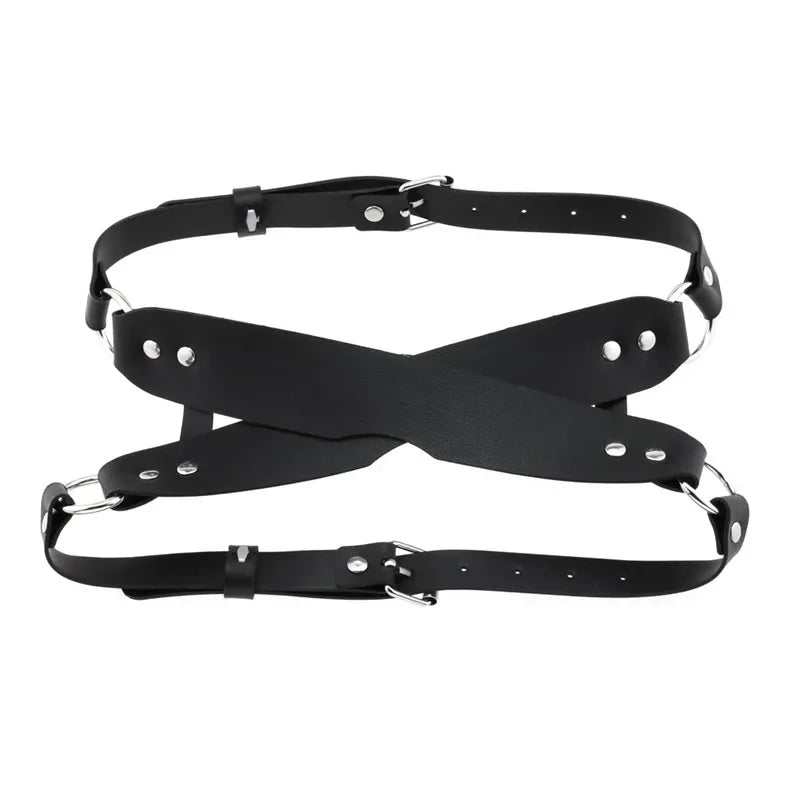 PU leather Eye Mask with Cross Adjustable Shading Blindfolded Bondage Harness Strap for Fetish Slave Cosplay Erotic Sex Products