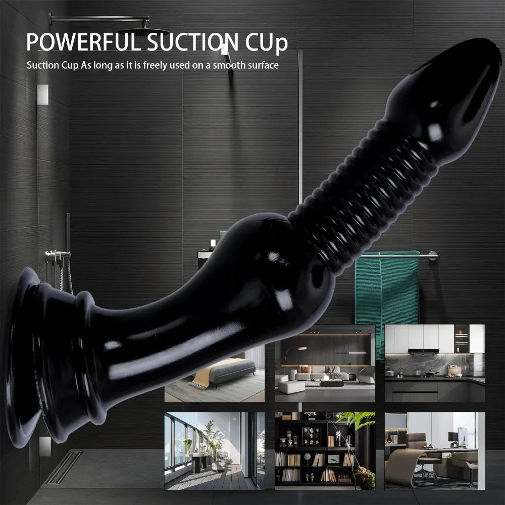 PVC Material Large Anal Plug Strong Suction Long Holiday Penis Butt Plug Male Prostate Massage Anal Dilation Erotic Anal Sex Toy