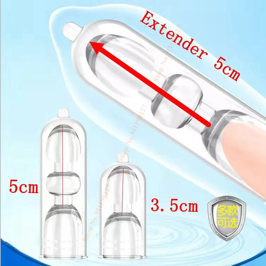 Penis Enlargement 50mm Reusable Condoms Penis Extender Sleeve Penis Foreskin Restoration Sex Toys For Man Adult Sexual Toys