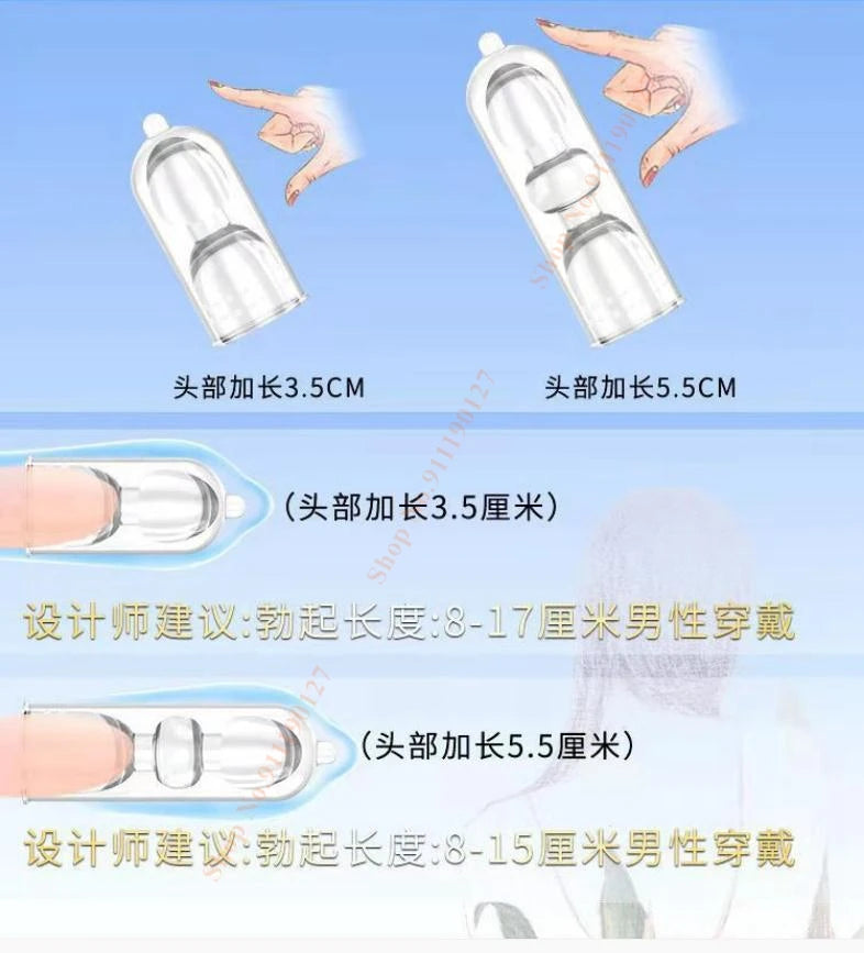 Penis Enlargement 50mm Reusable Condoms Penis Extender Sleeve Penis Foreskin Restoration Sex Toys For Man Adult Sexual Toys