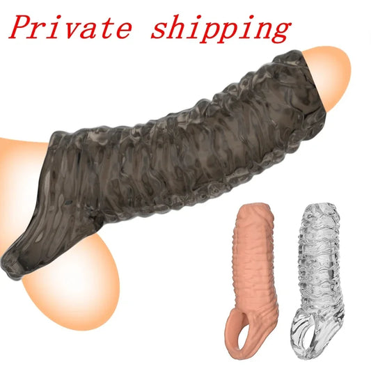 Penis Extender Condom Silicone Reusable Penis Sleeve Glans Enlarger Delay Ejaculation Cockring Adult Sex Toys For Men Couples