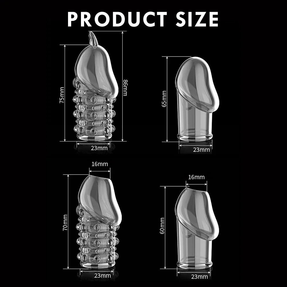 Penis Extender Sleeve Reusable Condoms Silicone Glans Cover Spike Dick Enlargement Cock Ring Erection Erotic Sex Toys For Men