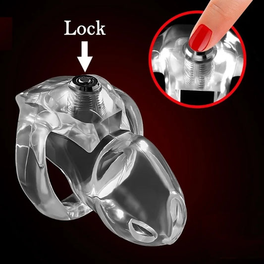 Penis Lock Chastity Device Set Small Long Male Padlock Penis Cock Cage Click & Lock Bondage Belt Cock Ring Slave Restrained Man