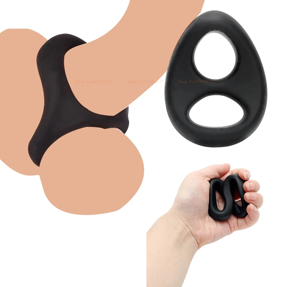 Penis Ring Delay Ejaculation Dual Lock Ring Long Lasting Firmer Soft Silicone Sex Toys for Men Erection Cock Ring