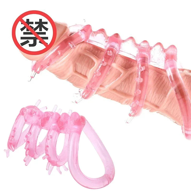 Penis Rings Cock Rings Penis Sleeve Penis Trainer Delay Ejaculation High Elasticity Time Lasting Sex Toys Men G Spot Massager