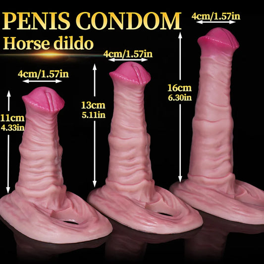 Penis Sex Toys Cock Sleeve Condom For Men On Penis Dick Extender Reusable Silicone Condom Horse Penis Sleeve Enlarger Thickening