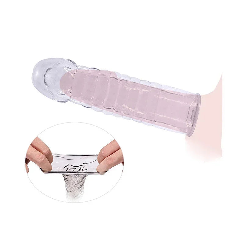 Penis Sleeve Reusable Condom Penis Extender Reusable Silicon Condoms For Men Penis Ring Cock Cover Sex Toys For Men Products