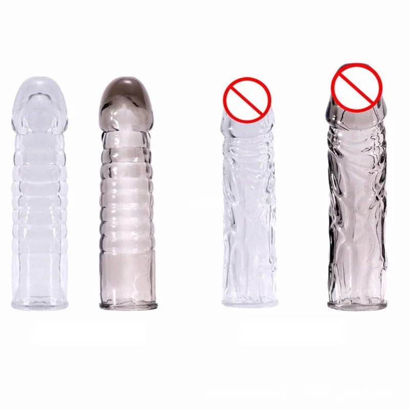 Penis Sleeve Reusable Condom Penis Extender Reusable Silicon Condoms For Men Penis Ring Cock Cover Sex Toys For Men Products