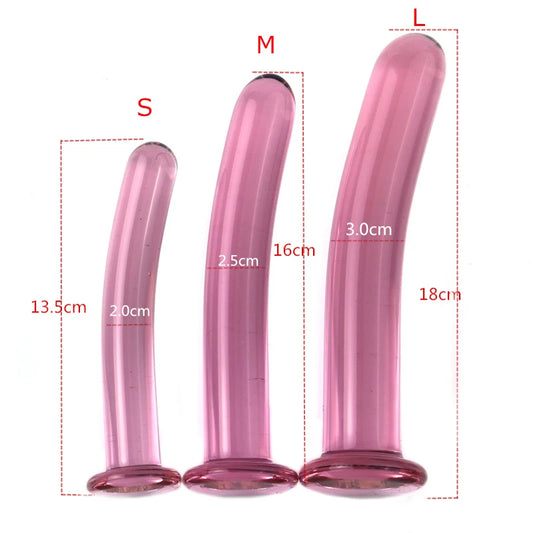 Pink Crystal Glass Anal Plug Smooth Anal Dildo For Women Big Butt Plug Prostata Massage Vagina Dilator Sex Products For Couple