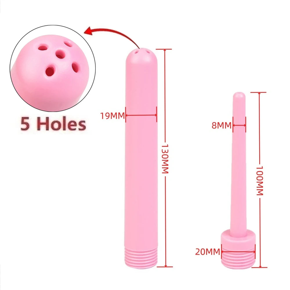 Pink Douche Enema Syringe Anal Plug Shower Cleaning Set Enema Anal Beads Butt Plug Nozzle Tip Attachment Gay Sex Toy For Man