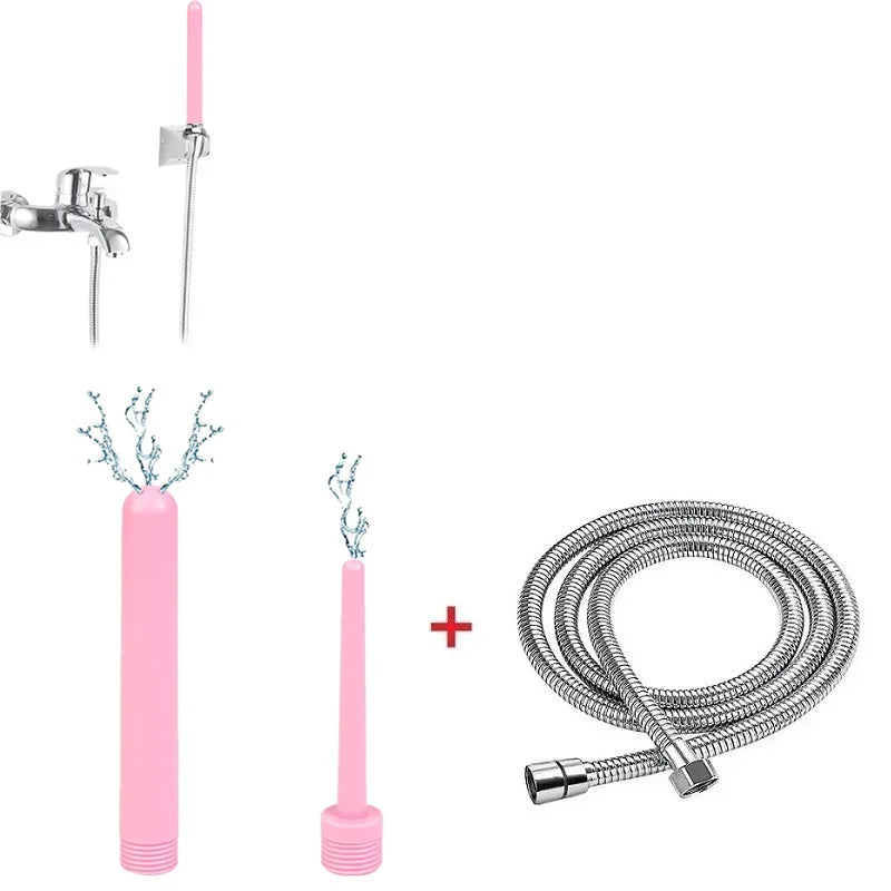 Pink Douche Enema Syringe Anal Plug Shower Cleaning Set Enema Anal Beads Butt Plug Nozzle Tip Attachment Gay Sex Toy For Man