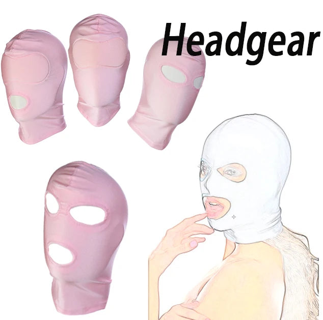 Pink Fetish Harness Head Hood BDSM Slave Game Open Eyes Mouth Face Mask Erotic Sex Toys Role Play for Couples Master Gay Adult