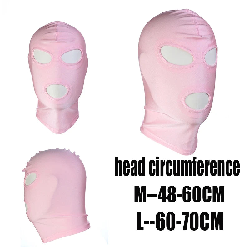 Pink Fetish Harness Head Hood BDSM Slave Game Open Eyes Mouth Face Mask Erotic Sex Toys Role Play for Couples Master Gay Adult