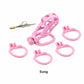 Pink Male Chastity Cage Lock Cock Device Kit With 4 Arc Penis Rings Sex Toys For Men Gay Scrotum Adult Games Sex Shop 18+