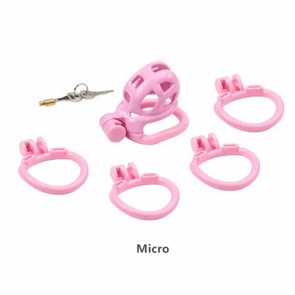 Pink Male Chastity Cage Lock Cock Device Kit With 4 Arc Penis Rings Sex Toys For Men Gay Scrotum Adult Games Sex Shop 18+