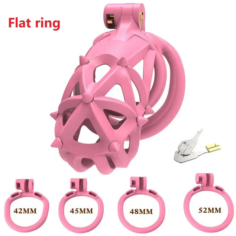 Pink Male Penis Chastity Cage Set Mini Small Bird Chastity Cage With 4 Size Cock Ring Penis Lock Bondage Slave Man Sex Toy