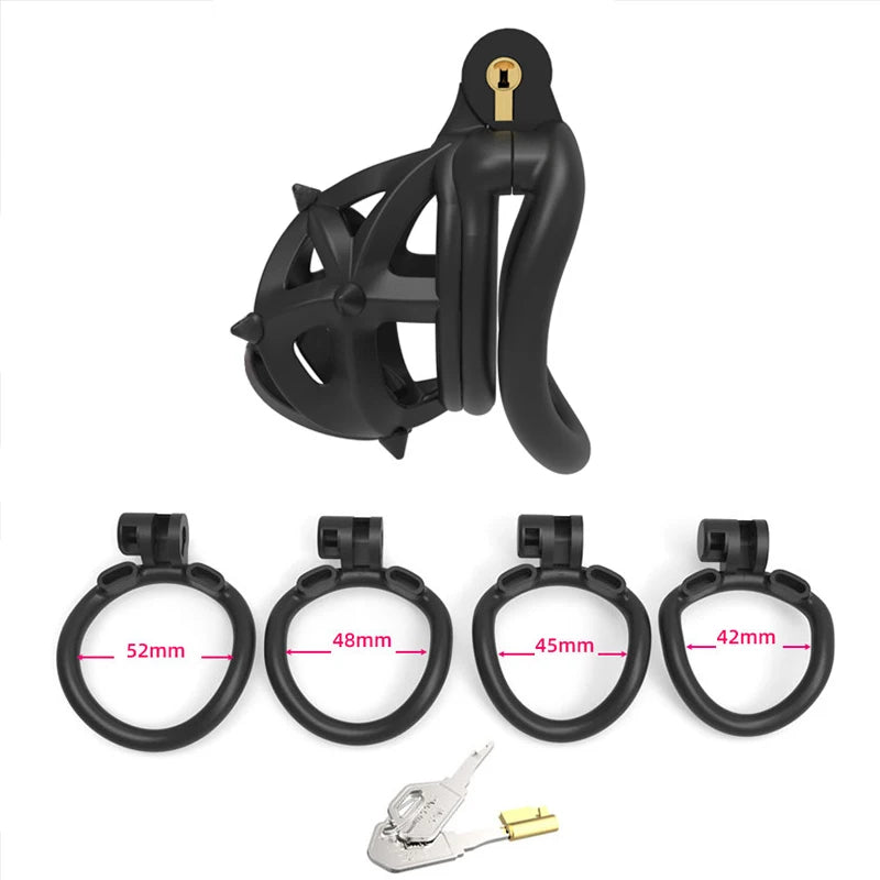 Pink Male Penis Chastity Cage Set Mini Small Bird Chastity Cage With 4 Size Cock Ring Penis Lock Bondage Slave Man Sex Toy