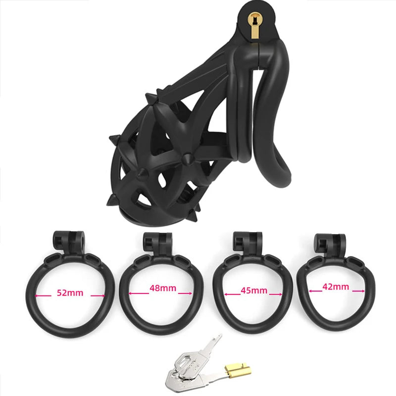 Pink Male Penis Chastity Cage Set Mini Small Bird Chastity Cage With 4 Size Cock Ring Penis Lock Bondage Slave Man Sex Toy