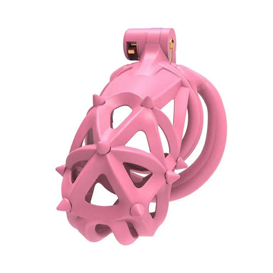 Pink Male Penis Chastity Cage Set Mini Small Bird Chastity Cage With 4 Size Cock Ring Penis Lock Bondage Slave Man Sex Toy