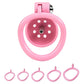 Pink Male Penis Chastity Cage Set Small Bird Chastity Cage Belt With Padlock 5 Cock Ring Penis Bondage Slave Man Sex Toy