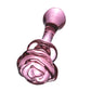 Pink Rose Glass Anal Plug Smooth Anal Beads Prostata Massage Glass Butt Plug  Adult Sex Toys for Women Men Glass Dildo