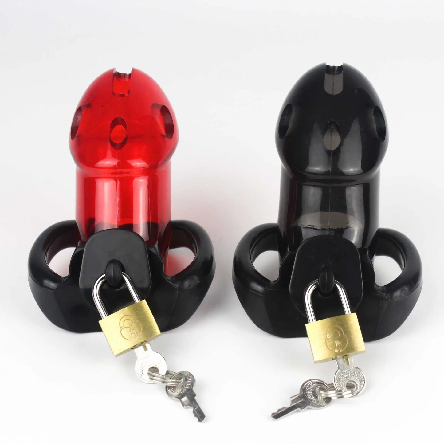 Plastic Male Chastity Cage Device with 3 Rings Locking Penis Bondage Erotics Urethral Brass Lock Man Adult Supplies Sex Toys 18+