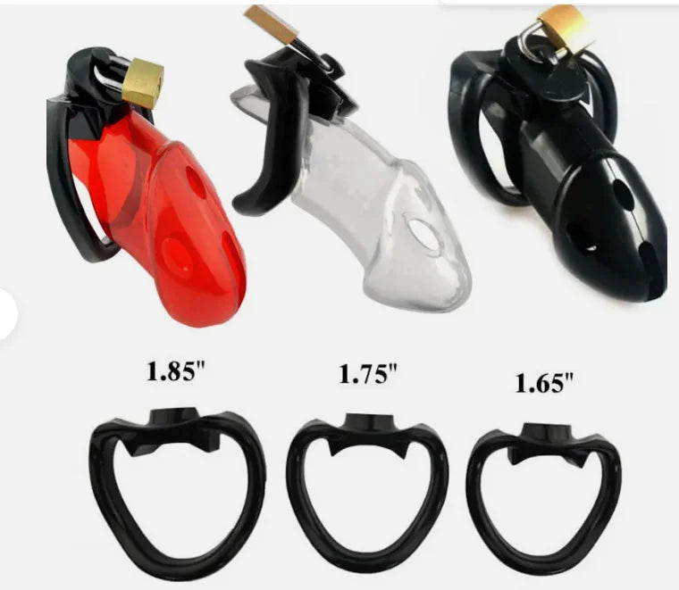 Plastic Male Chastity Cage Device with 3 Rings Locking Penis Bondage Erotics Urethral Brass Lock Man Adult Supplies Sex Toys 18+