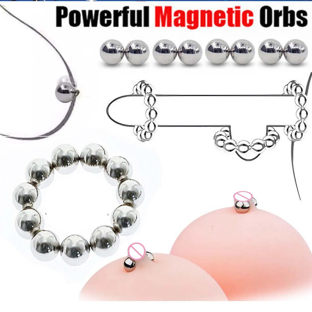 Powerful Magnetic Nipple Clamps Breast Stimulation Vagina Balls Breast Clitoris Bondage Adult Erotic Flirt Sex Toy for Couples